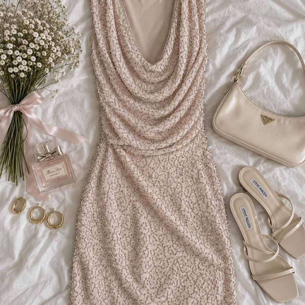 y2k beaded mini dress